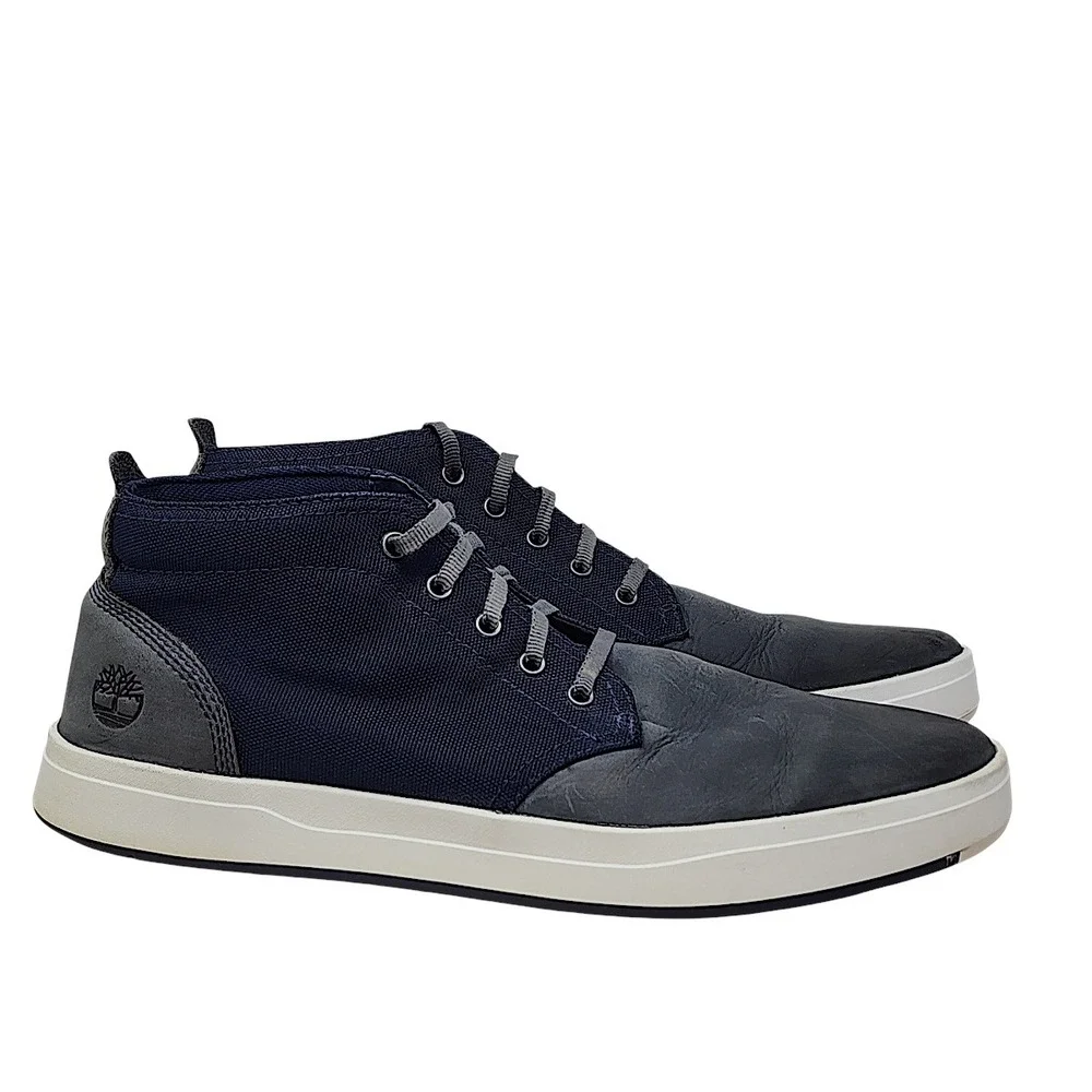 Timberland Chukka Sneakers 10.5 Men Davis Square Boot Navy Blue Gray Mixed Media
